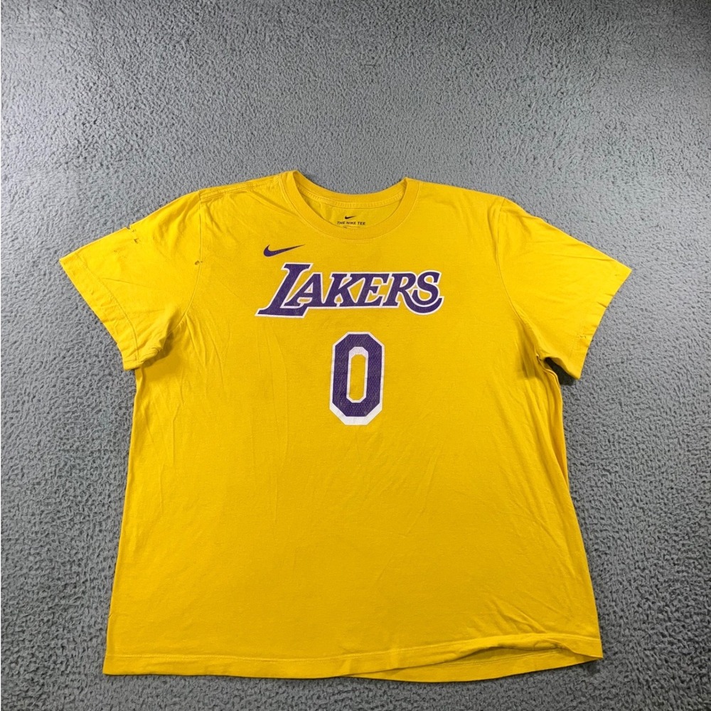 Nike Los Angeles Lakers T-Shirt Men XXL Kyle Kuzma 0 Yellow NBA Tee Gorpcore y2k